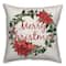 Designs Direct Merry Christmas Poinsetta Wreath 18x18 Throw Pillow